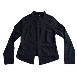 Isda & Co Blazer Jacket Black Cropped Hook Eye Closure Women's Large Office Work